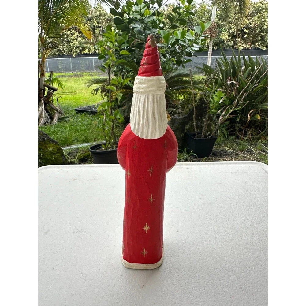 Vintage James Haddon Folk Art Hand Carved Painted Wooden Santa Claus Figurine